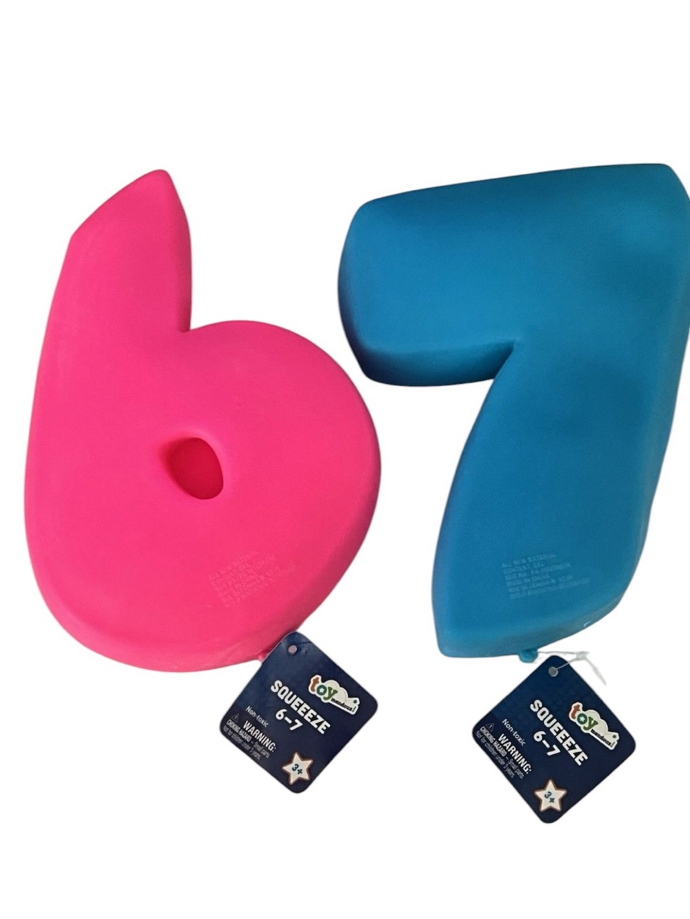 VIRAL Jumbo Toymendous Squeeze 6 7 Pink & Blue Squishy Fidget Stress Relief Toy